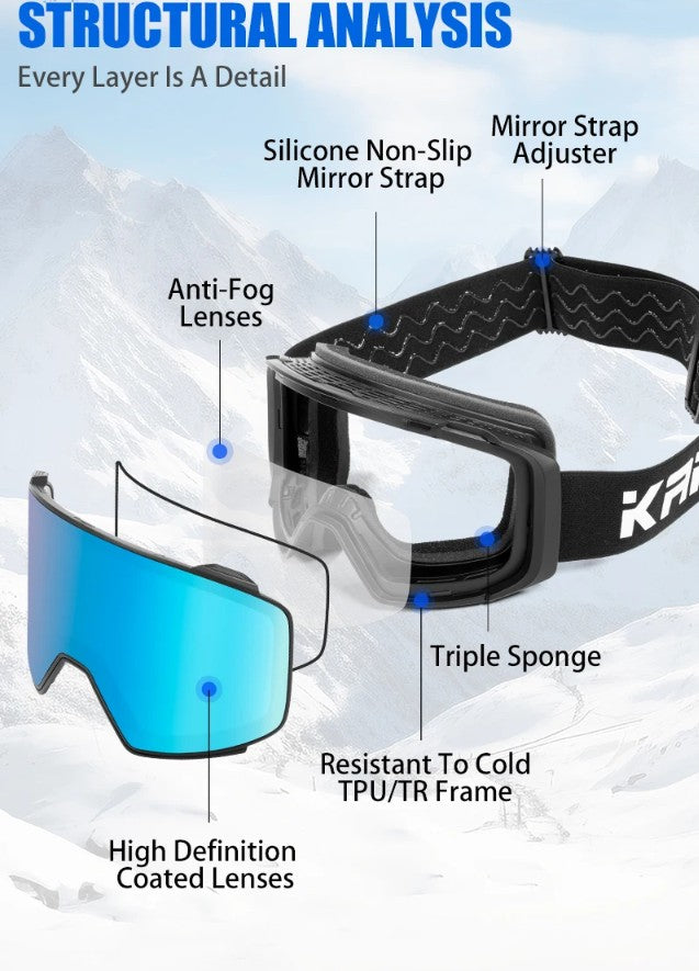 KAPVOE snowboard bril photochronic met harde beschermhoes